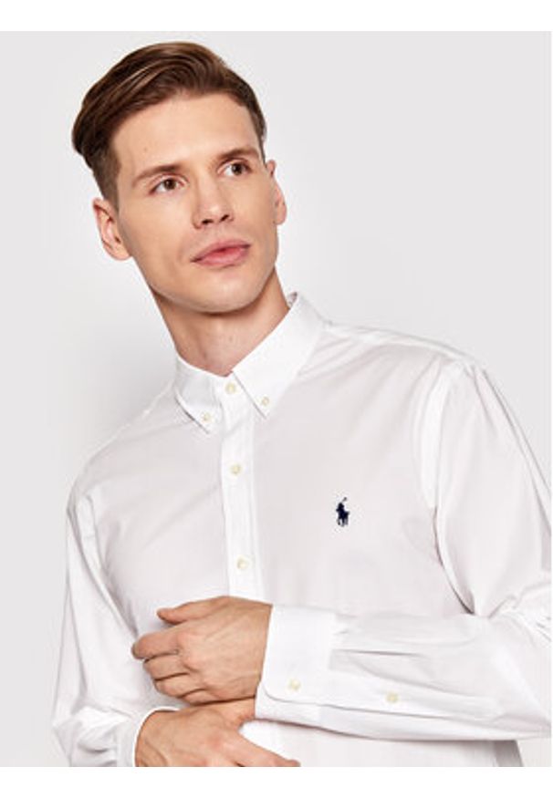 Polo Ralph Lauren Koszula 710832480002 Biały Slim Fit. Typ kołnierza: polo. Kolor: biały. Materiał: bawełna