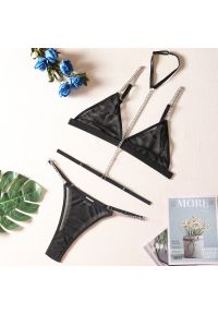 Intica - Komplet bielizny z łańcuszkami na wyjątkowe okazje Jae. Kolor: czarny. Materiał: tkanina, materiał. Wzór: aplikacja #1