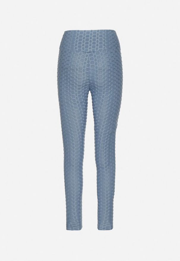 Born2be - Niebieskie Legginsy Sportowe z Elastyczną Gumką i Tłoczonym Wzorem Ardisa. Okazja: na co dzień. Kolor: niebieski. Styl: sportowy