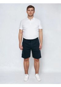 Big-Star - Szorty męskie dresowe wiązane w pasie granatowe Kersyner 403. Okazja: na co dzień. Kolor: niebieski. Materiał: dresówka. Wzór: haft. Styl: casual, sportowy #5