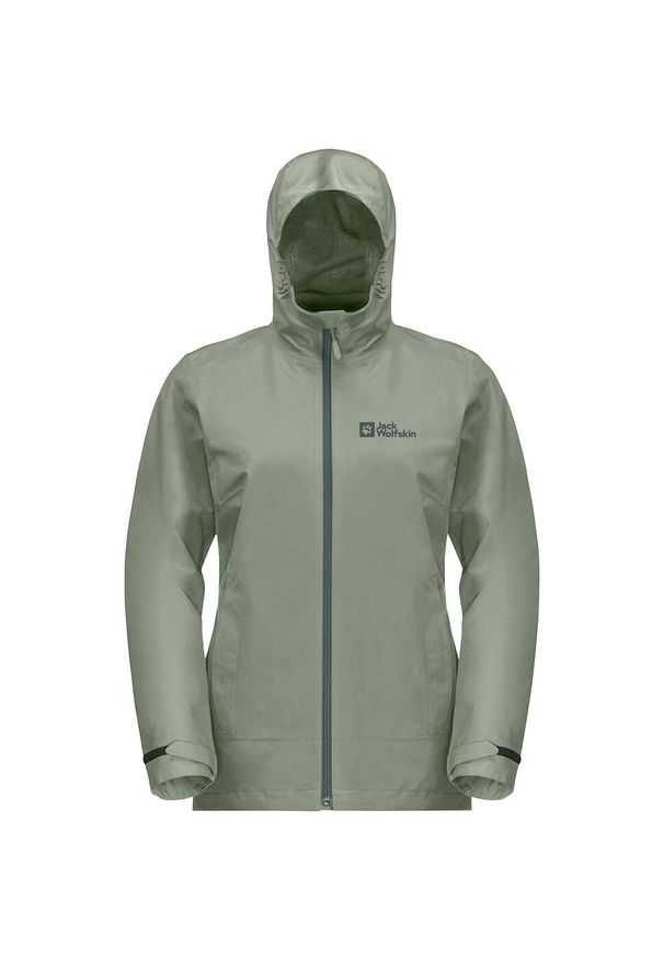 Kurtka w góry damska Jack Wolfskin 11156214137. Typ kołnierza: kaptur. Kolor: zielony. Materiał: syntetyk. Styl: klasyczny