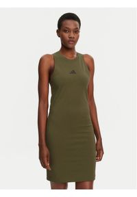Adidas - adidas Sukienka codzienna Future Icons Small Logo JE0201 Zielony Slim Fit. Okazja: na co dzień. Kolor: zielony. Materiał: bawełna. Typ sukienki: proste. Styl: casual #1
