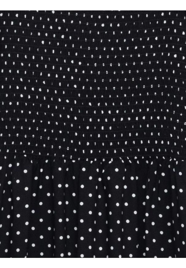 Big-Star - Sukienka damska midi z wiskozy w kropki czarna Sotini 906. Okazja: na wesele, na ślub cywilny. Typ kołnierza: dekolt w karo. Kolor: czarny. Materiał: wiskoza. Wzór: kropki. Sezon: lato. Styl: klasyczny. Długość: midi