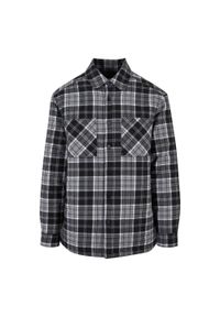 Urban Classics - Męska Wyściełana Kurtka Koszulowa W Kratę. Kolor: czarny, wielokolorowy, biały. Sport: turystyka piesza #1