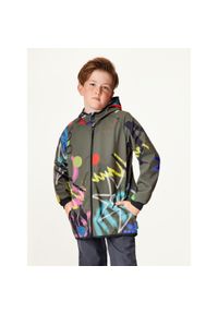 UNUO - Kurtka softshellowa dziecięca bez ocieplenia elastyczna Basic, Khaki, Fantazie. Kolor: zielony. Materiał: softshell. Sezon: lato, jesień, wiosna