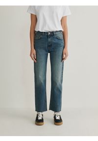 Reserved - Jeansy straight z wysokim stanem - indigo jeans. Stan: podwyższony #1