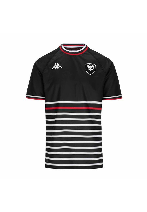 Kappa - Koszulka wyjazdowa SM Caen Kombat 2024/25. Kolor: wielokolorowy, biały, czarny. Sport: piłka nożna