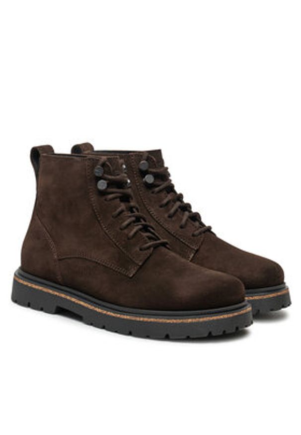 Birkenstock Botki Highwood Lace Mid W Leve 1028940 Brązowy. Kolor: brązowy. Materiał: zamsz, skóra
