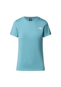 Koszulka damska The North Face Simple Dome 0A87NHBOA1 - niebieskie. Kolor: niebieski. Materiał: bawełna, poliester. Długość rękawa: krótki rękaw. Długość: krótkie. Wzór: nadruk #1