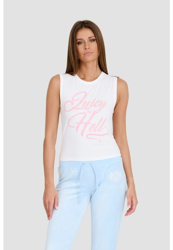 Juicy Couture - JUICY COUTURE Biały damski top Juicy As Hell Tank, Rozmiar XS. Kolor: biały