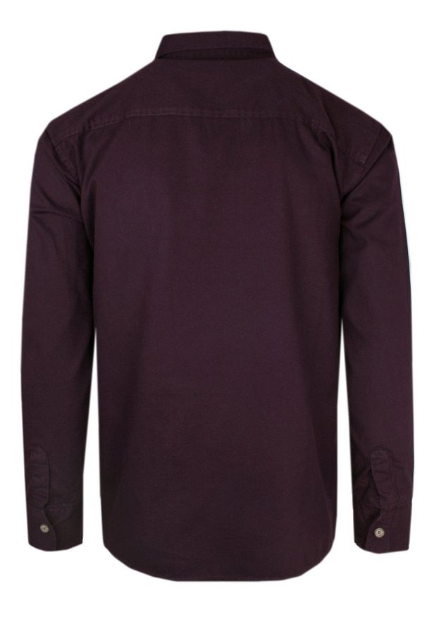 Sportowa Koszula Męska z Bocznymi Kieszeniami - Brave Soul - Bordowa. Okazja: na co dzień. Kolor: czerwony. Materiał: bawełna. Styl: sportowy