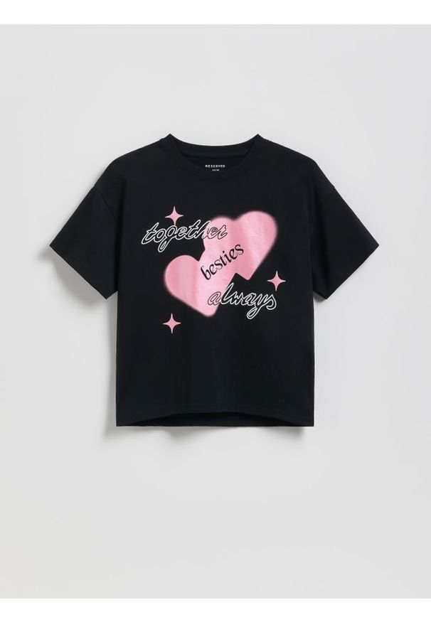 Reserved - T-shirt z nadrukiem - czarny. Kolor: czarny. Materiał: bawełna. Wzór: nadruk