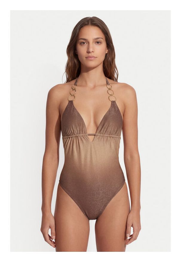 Guess Strój kąpielowy E6GJ13 KF600 Brązowy. Kolor: brązowy. Materiał: syntetyk