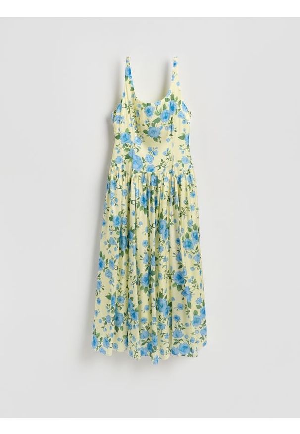 Reserved - Sukienka w kwiaty - wielobarwny. Materiał: wiskoza, tkanina. Wzór: kwiaty