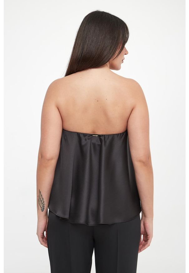 Twinset Milano - Top damski gorsetowy z satyny TWINSET. Typ kołnierza: dekolt gorset. Materiał: satyna