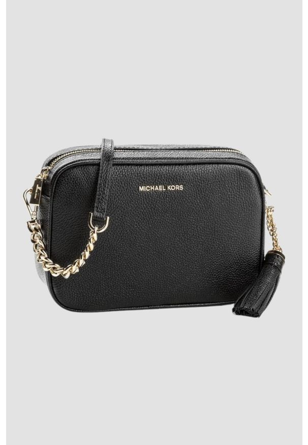 Michael Kors - MICHAEL KORS Czarna listonoszka skórzana. Kolor: czarny. Materiał: skórzane. Styl: klasyczny, casual