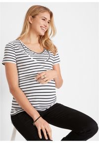 bonprix - Shirt ciążowy i do karmienia piersią (2 szt.), bawełna organiczna. Kolekcja: moda ciążowa. Kolor: czarny. Materiał: bawełna
