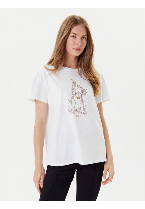 Liu Jo T-Shirt MF5412 JS923 Biały Regular Fit. Kolor: biały. Materiał: bawełna