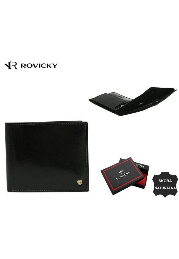 ROVICKY - Portfel skórzany Rovicky 22319-VT-RVT czarny. Kolor: czarny. Materiał: skóra