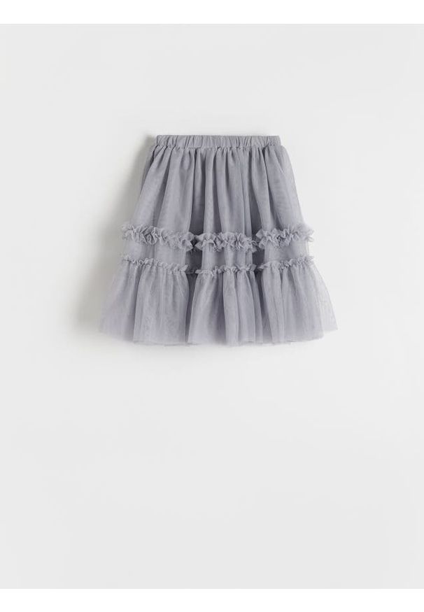 Reserved - Tiulowa spódnica - jasnoszary. Kolor: szary. Materiał: tiul. Typ sukienki: trapezowe