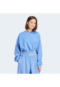 Adidas - Szeroka bluza ADIDAS ALL SZN. Kolor: niebieski. Materiał: bawełna, włókno. Długość rękawa: raglanowy rękaw