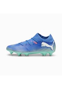 Buty piłkarskie męskie Puma 01 Future 7 Match. Zapięcie: sznurówki. Kolor: niebieski. Materiał: tkanina, materiał, syntetyk. Szerokość cholewki: normalna. Sport: piłka nożna