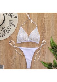 Intica - Bikini wiązane regulowane na plażę i basen Gorana. Kolor: biały. Materiał: materiał #1