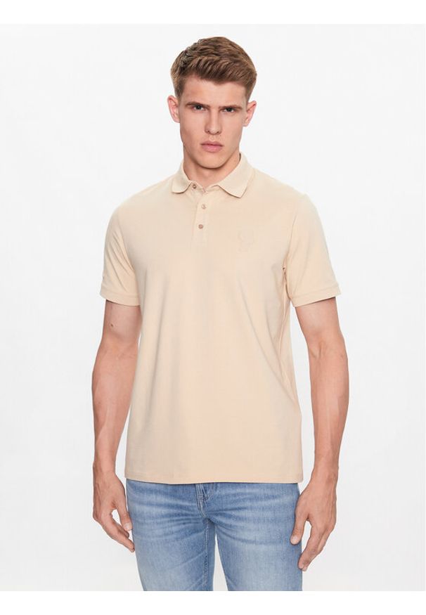 Karl Lagerfeld - KARL LAGERFELD Polo 745401 533221 Beżowy Regular Fit. Typ kołnierza: polo. Kolor: beżowy. Materiał: bawełna