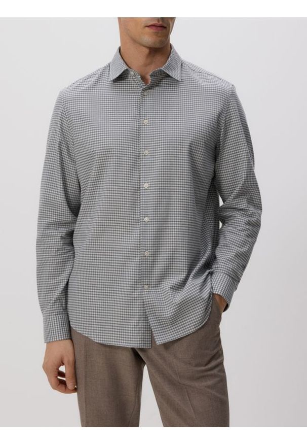 Reserved - Koszula regular z bawełny egipskiej - jasnoszary. Kolor: szary. Materiał: bawełna