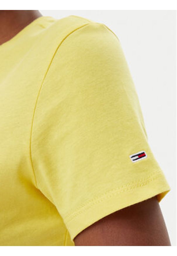 Tommy Jeans T-Shirt Essential DW0DW19447 Żółty Slim Fit. Kolor: żółty. Materiał: bawełna