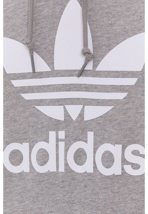 adidas Originals Bluza bawełniana męska kolor szary z kapturem z nadrukiem. Okazja: na co dzień. Typ kołnierza: kaptur. Kolor: szary. Materiał: bawełna. Wzór: nadruk. Styl: casual
