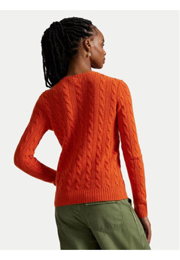 Polo Ralph Lauren Sweter 211971865010 Pomarańczowy Slim Fit. Typ kołnierza: polo. Kolor: pomarańczowy. Materiał: wełna