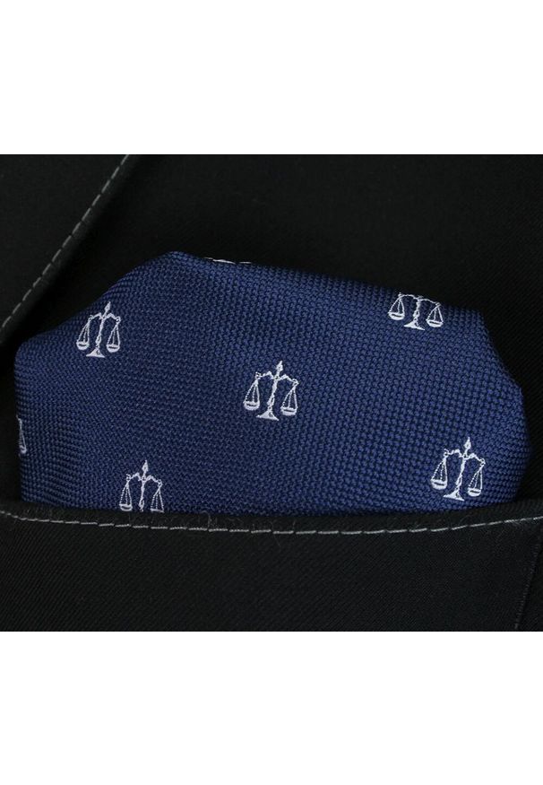 Elegancka Poszetka Męska Alties - znak zodiaku: WAGA. Kolor: niebieski. Materiał: mikrofibra