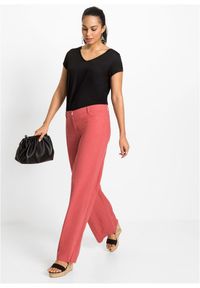 bonprix - Spodnie palazzo z przewiewnej mieszanki lnu. Kolor: różowy. Materiał: len #2