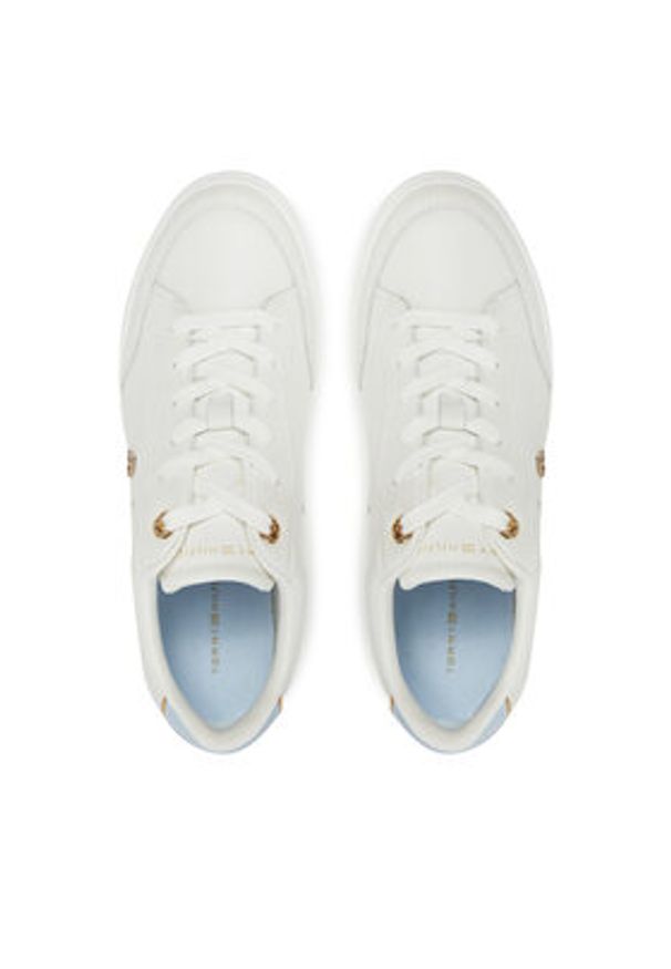 TOMMY HILFIGER - Tommy Hilfiger Sneakersy Essential Chic Court Sneaker FW0FW08322 Biały. Kolor: biały. Materiał: skóra
