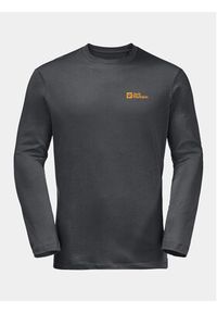 Jack Wolfskin Longsleeve Essential Longsleeve 1808821 Czarny Regular Fit. Kolor: czarny. Materiał: bawełna. Długość rękawa: długi rękaw