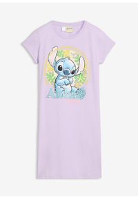 bonprix - Koszula nocna z nadrukiem Stitcha z czystej bawełny. Kolor: fioletowy. Materiał: bawełna. Wzór: nadruk #1