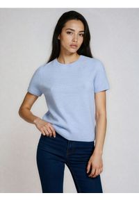 Sinsay - Bluzka swetrowa z domieszką wełny - błękitny. Kolor: niebieski. Materiał: wełna