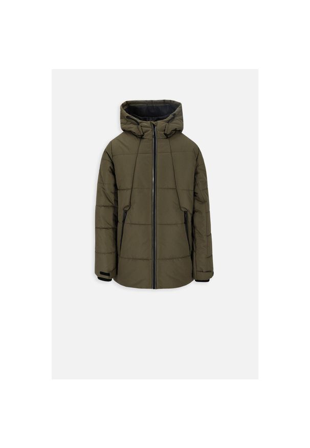 Kurtka turystyczna dziewczęca ciepła Lemon Explore ZL3 khaki. Typ kołnierza: kaptur. Kolor: zielony. Materiał: poliester. Sezon: zima. Sport: turystyka piesza