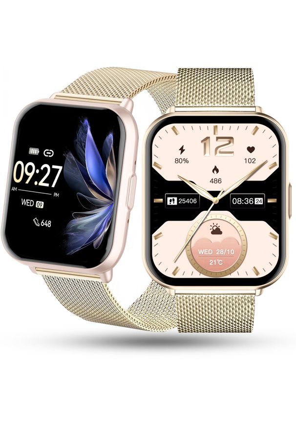 Rubicon - Zegarek Damski SMARTWATCH RUBICON złoty mesh. Rodzaj zegarka: smartwatch. Kolor: złoty. Materiał: mesh