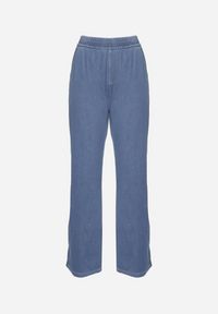 Born2be - Niebieskie Szerokie Spodnie z Wiskozą Bawełną Wysokim Stanem Imitujące Jeans Caldexis. Okazja: na co dzień. Stan: podwyższony. Kolor: niebieski. Materiał: bawełna, wiskoza, jeans. Styl: casual #4