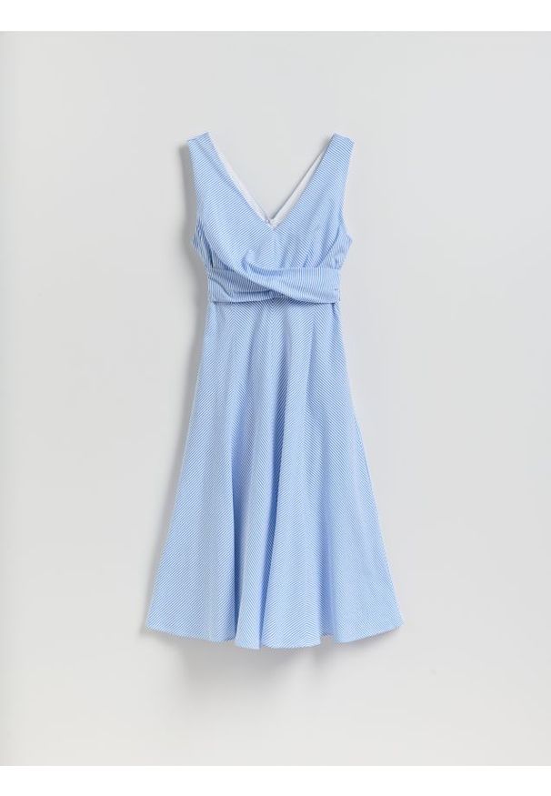 Reserved - Bawełniana sukienka midi - wielobarwny. Materiał: bawełna. Długość: midi