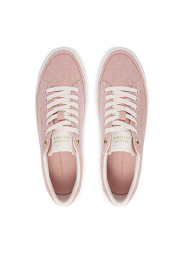 TOMMY HILFIGER - Tommy Hilfiger Sneakersy Washed Canvas Platform Trainers FW0FW09172 Różowy. Kolor: różowy. Materiał: materiał. Obcas: na platformie