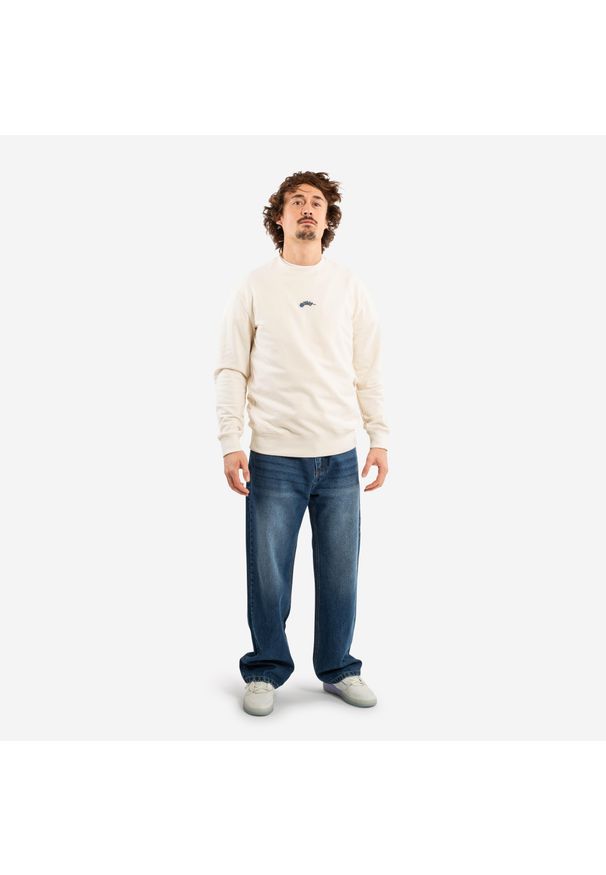 Decathlon - Bluza skaterska z kolekcji Roos Zwetsloot, beżowa, niebarwiona. Kolor: biały. Materiał: materiał, elastan, poliester, bawełna. Wzór: ze splotem. Sport: skateboard