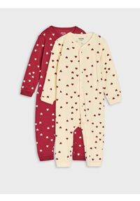 Sinsay - Bawełniany pajacyk ze wzorem w serca 2 pack - kremowy. Kolor: kremowy. Materiał: bawełna #1