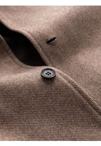 Ombre Clothing - Melanżowy długi męski płaszcz z kapturem – beżowy V2 - Rozmiar: XXL. Typ kołnierza: kaptur. Kolor: beżowy. Materiał: tkanina, wełna, poliester, materiał, syntetyk, włókno, nylon. Długość: długie. Wzór: melanż. Sezon: zima. Styl: elegancki #6
