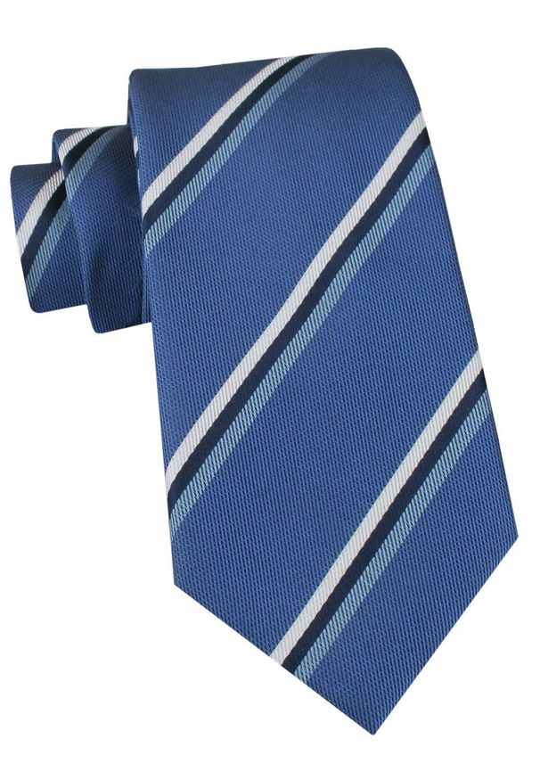 Klasyczny Krawat Klubowy - Alties - Niebieski, w Prążek. Kolor: niebieski. Materiał: tkanina. Wzór: prążki. Styl: klasyczny