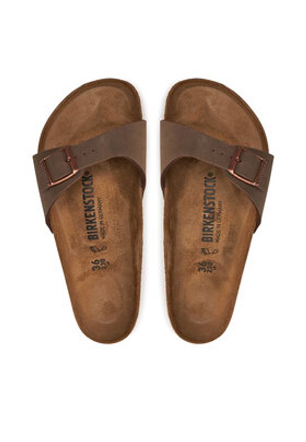 Birkenstock Klapki Madrid 0040091 Brązowy. Kolor: brązowy. Materiał: skóra
