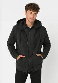 Volcano - Bluza z kapturem B-VITAR. Okazja: na co dzień. Typ kołnierza: kaptur. Kolekcja: plus size. Kolor: szary. Materiał: prążkowany, bawełna, materiał, dresówka, dzianina, skóra. Styl: casual #1