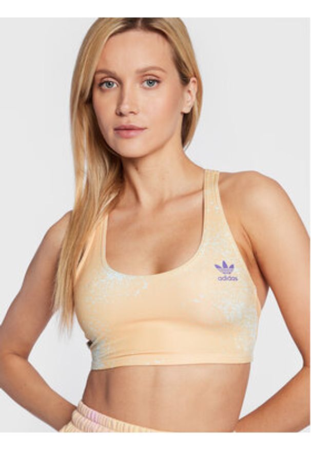 Adidas - adidas Top Allover Print HL6596 Beżowy Slim Fit. Kolor: beżowy. Materiał: syntetyk. Wzór: nadruk